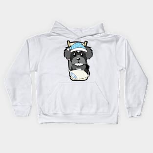 Cute schnauzer is going to bed Kids Hoodie